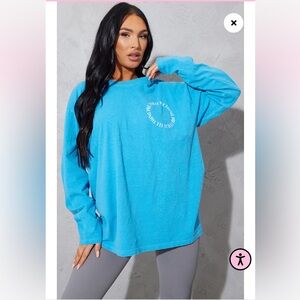 NWT PLT BRIGHT BLUE WASHED LONG SLEEVE TEE S